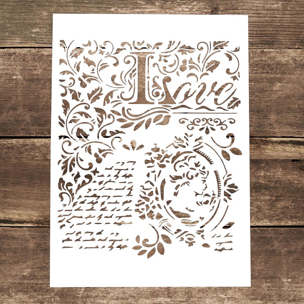 A4 Size Decorative Reusable Love Stencil Template Painting Stencils for DIY Crafts Scrabooking Painting On Wood,Canvas,Floor,Wall and Tile