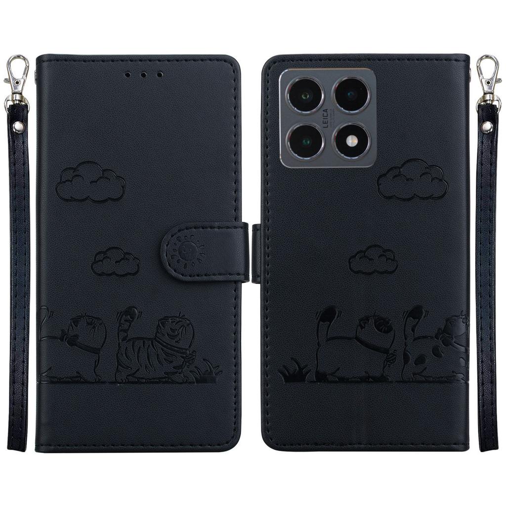 Чехол для Xiaomi 15T с блокировкой RFID, с рисунком котенка, из ТПУ + ПУ кожи, чехол для телефона с ремешком на запястье