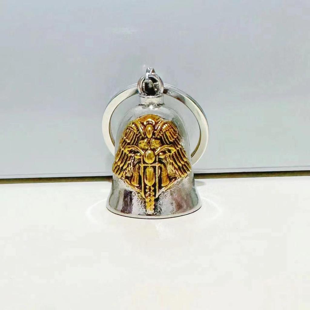 Vintage Zinc Alloy Angel Wings Bell Keychain for Bikers