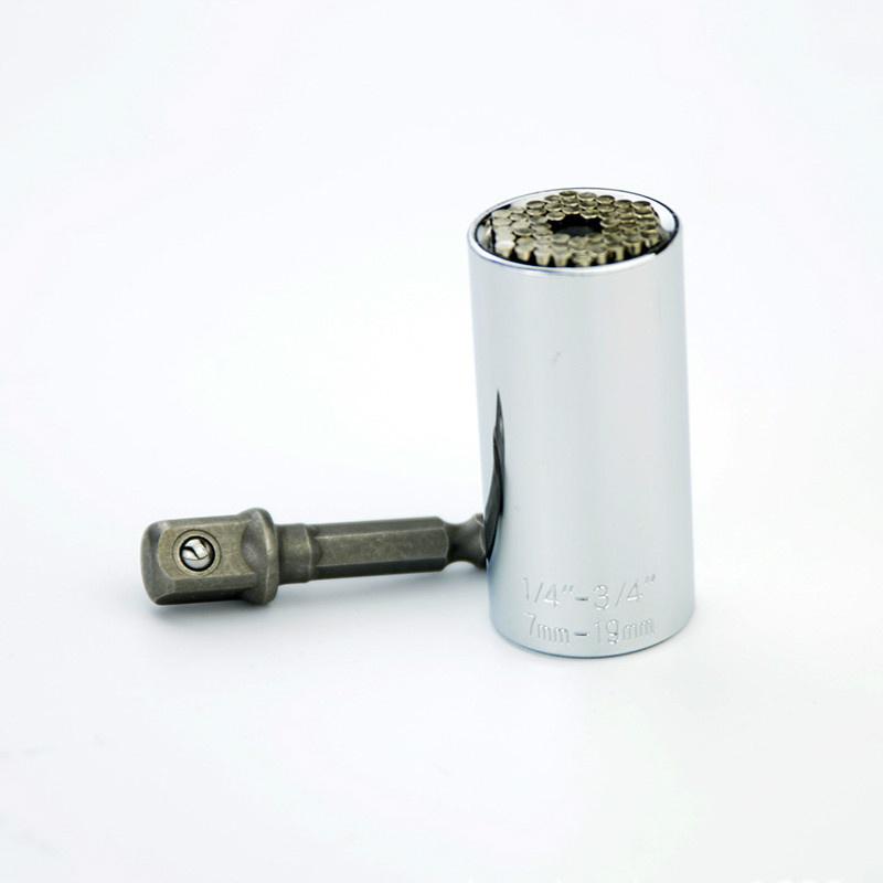 Multi Universal Ratchet Socket 7-19mm Power Drill Adapter Torque Wrench Head Set Sleeve Spanner Key G