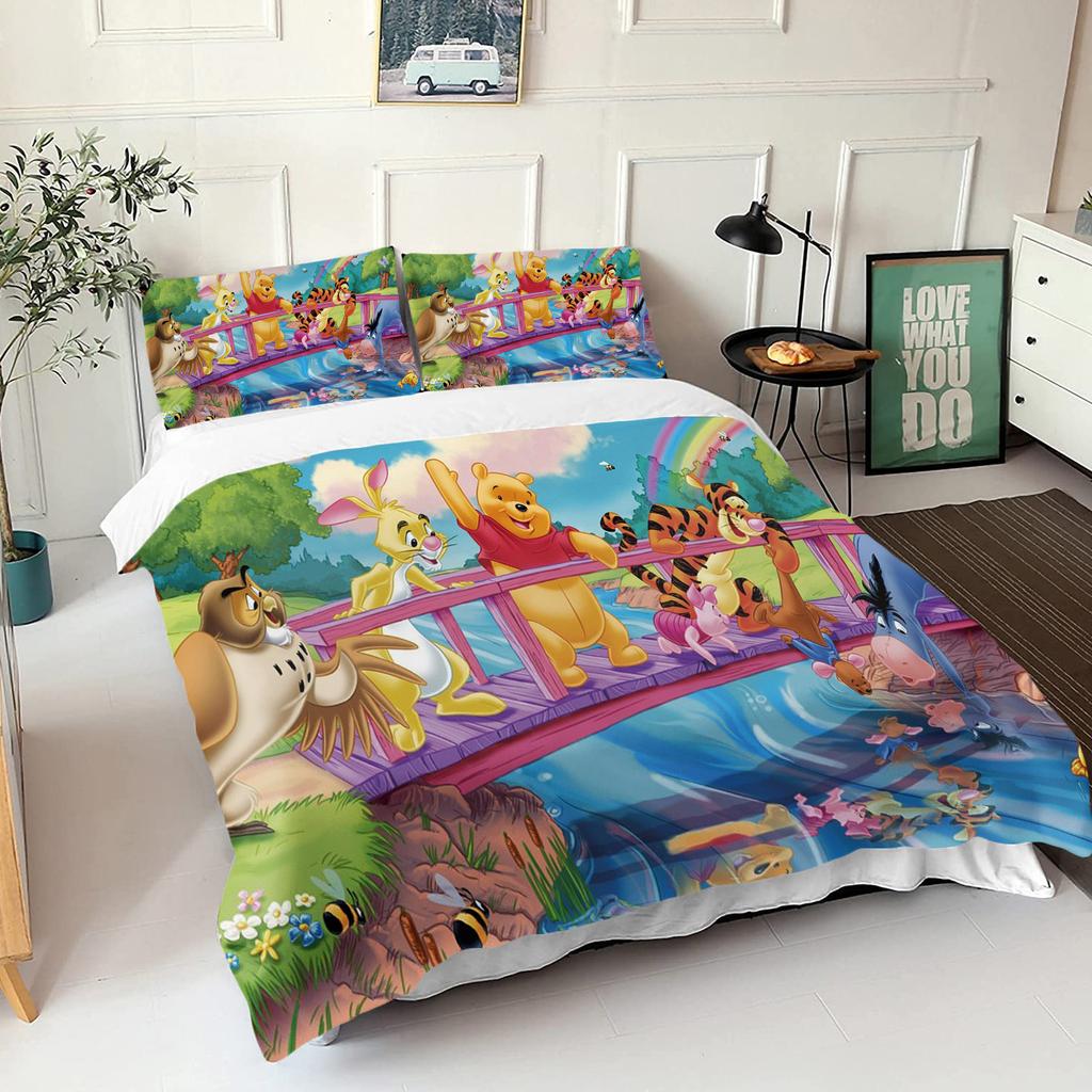 Comforter Winnie The Pooh Bear Bedding Set Queen With 3D Children'S Bedding Set Universal Suitable For Children