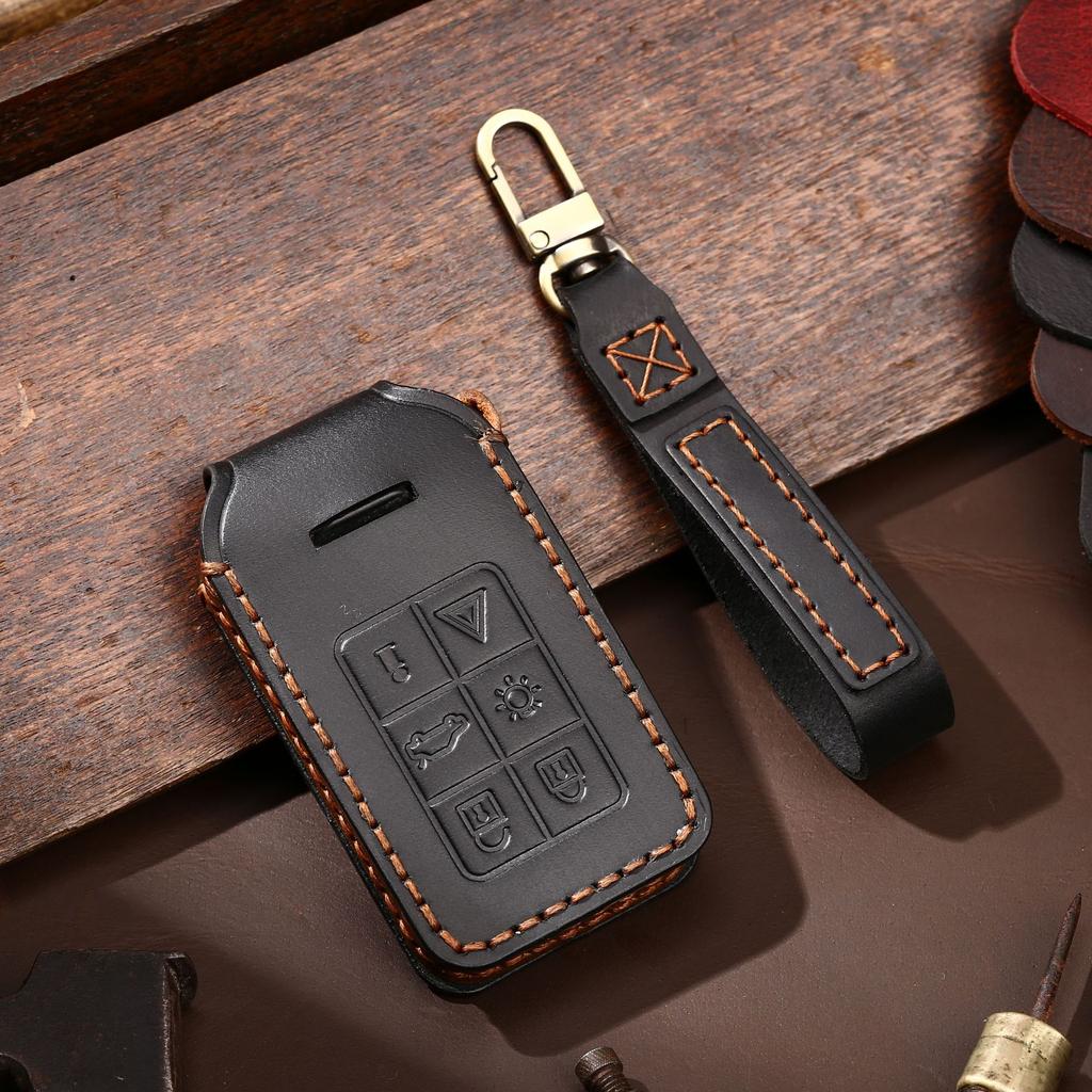 Handmade Car Key Cover for Volvo XC60 XC90 S90 Premium Leather Key Case Protector