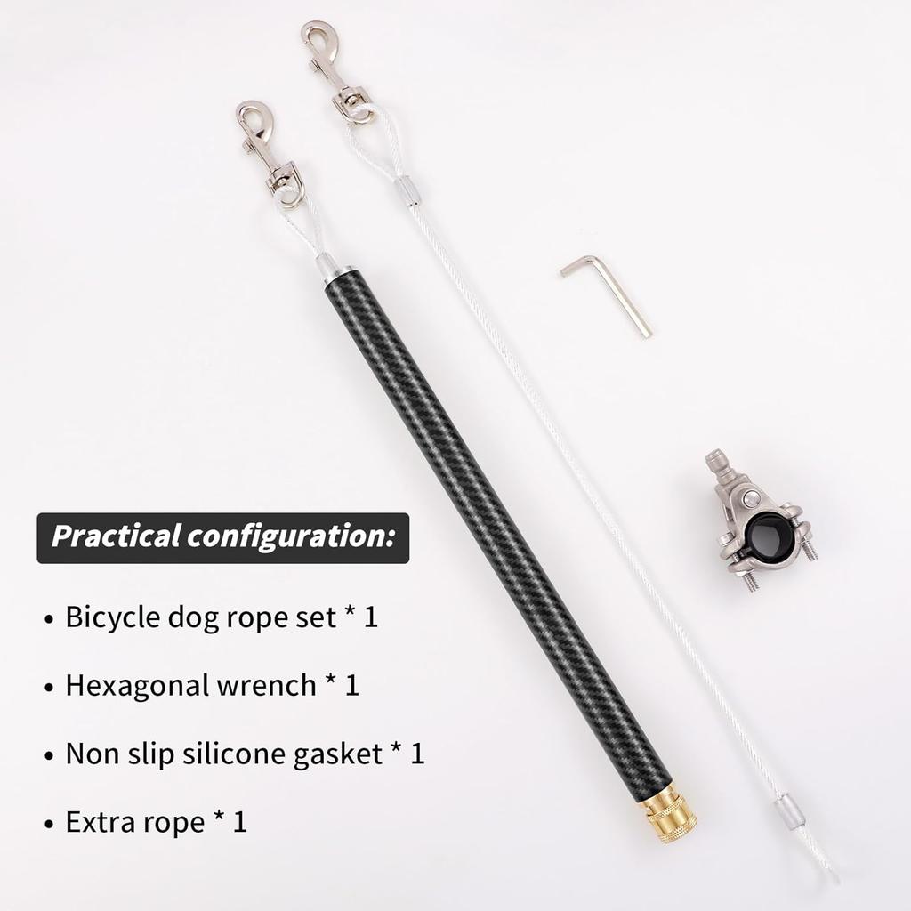 Dog Bike Leash with Built-in Buffer Spring, 180° Rotating or Fixed | Quick Attach Mechanism | Thickened Steel Wire Rope | 550-lbs Pull Strength,