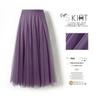Womens Solid Pleated Elegant Midi Elastic Waist  Skirt