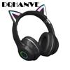 Head-mounted Bluetooth Headphones ST89M Gradient Color LED Light Cat Ear Wireless Bluetooth Earphones Computer Headsets