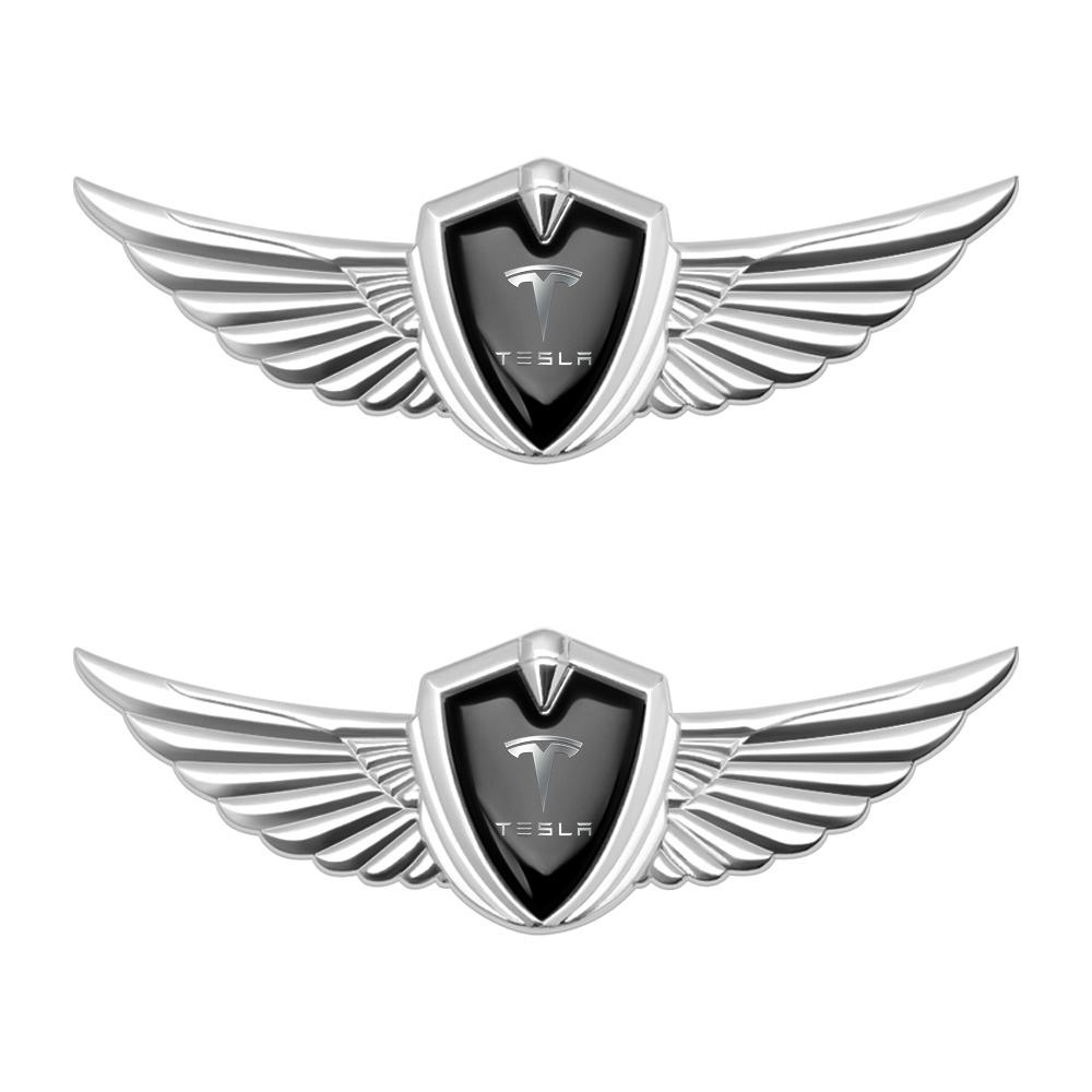 ahsgp6 1/2pcs Car Metal Emblem Sticker Side Body Trunk Decal For Tesla Model 3 Y S X Roadster Juguete SpaceX Cybertruck Accessories