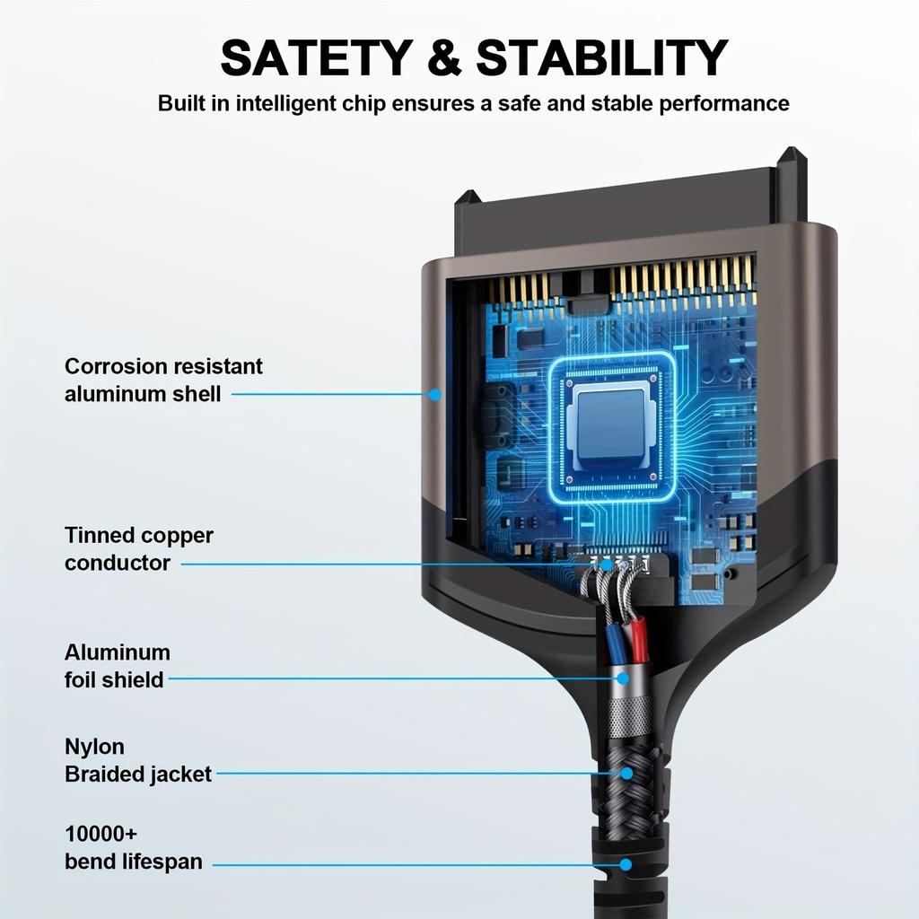 Кабель-адаптер SATA на USB, Адаптер USB 3.0 на SATA III для 2,5-дюймовых SSD/HDD, Передача данных, Подключение SATA к USB A/USB C, Чтение жестких дисков