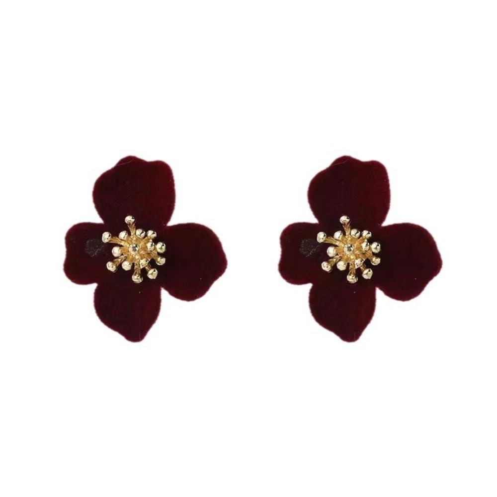 Аксессуары Велюровые серьги-гвоздики с флокированием бархатные серьги с цветами Прочные легкие роскошные серьги