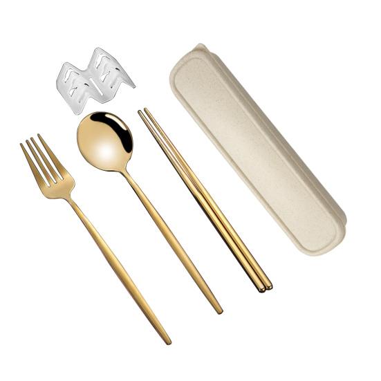 Набор столовых приборов в корейском стиле, пыленепроницаемые палочки для еды из нержавеющей стали, вилка, ложка, обеденный набор
