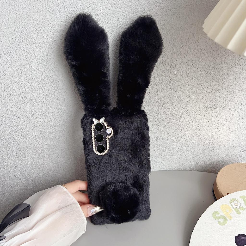 Плюшевый милый кролик зимний пушистый чехол для телефона из ТПУ для Samsung Galaxy S25 FE