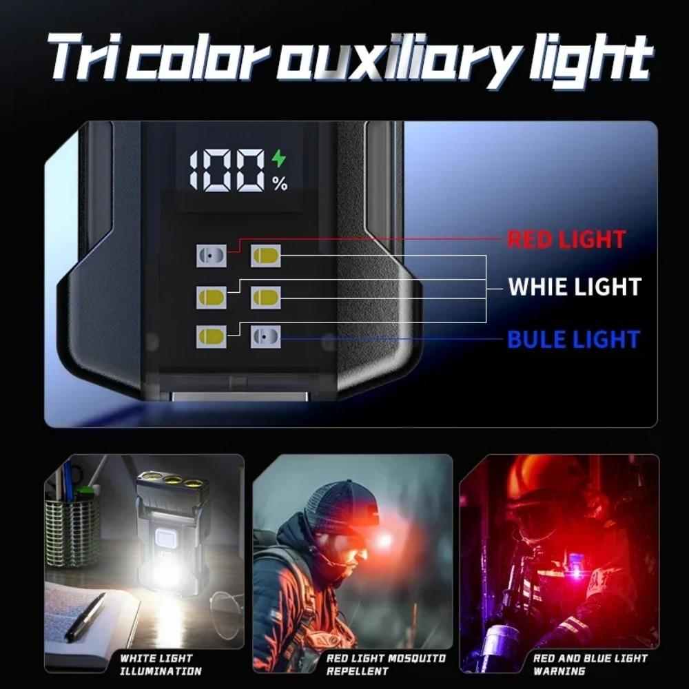 Портативные мини-светодиодные фонарики USB перезаряжаемый EDC фонарик с индикатором заряда батареи магнитный рабочий свет 7 режимов рыболовный фонарь