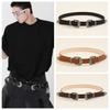 Wide Carved Buckle Belt American Style PU Vintage Waistband Fashion Double Buckle Waist Belt  Women