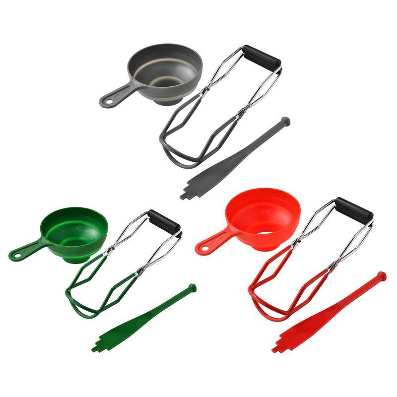 Practical 3Pcs Canning Tool Kit Anti Scald Jar Lifter Food Grade Funnel for Homemade Jam Canning Kitchen Supplies