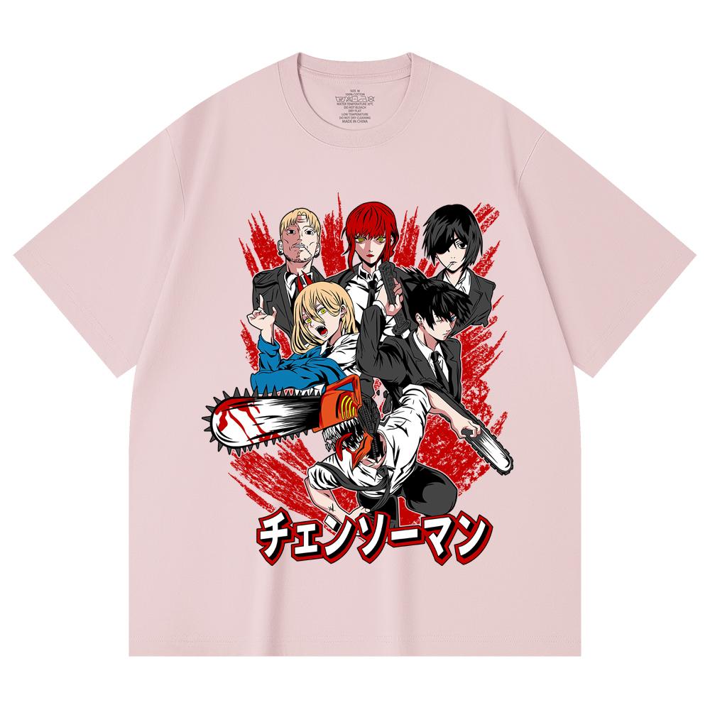 230 Gsm 100% Cotton Chainsaw Man V19 Print Unisex Heavy Cotton T Shirt