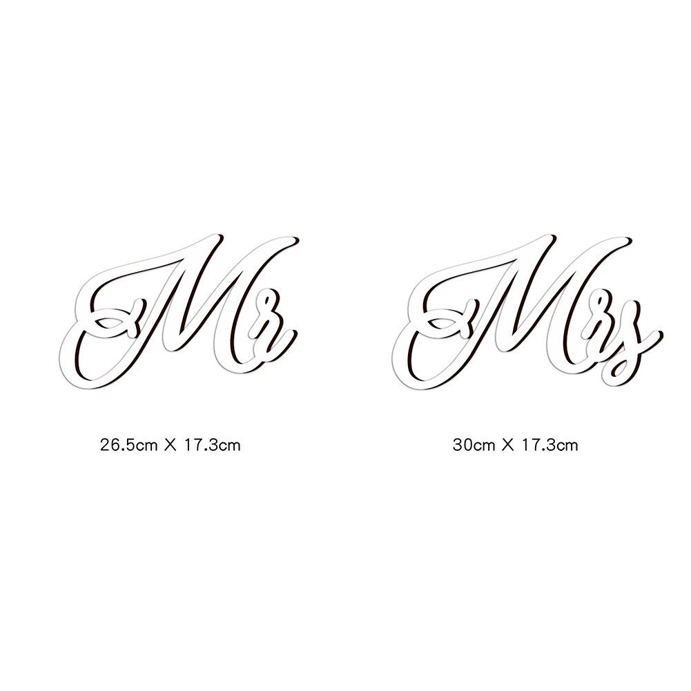 1 Pair Wooden Chair Signs Mr Mrs Chair Back Hanging Pendant With Ribbon Chair Decor For Wedding Decorations