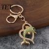 Dolphin Key Ring Rhinestone Love Heart Keychain, Sparkling for Women, Women Keychain Decorative Car Keys Handbags Backpacks Purses Charm