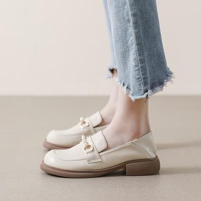 Weiwei Girl 800-1 Туфли в стиле академии, маленькие кожаные туфли, женские туфли-лоферы на платформе в ретро-стиле с жемчугом, женские туфли в британском стиле, на одном ремешке