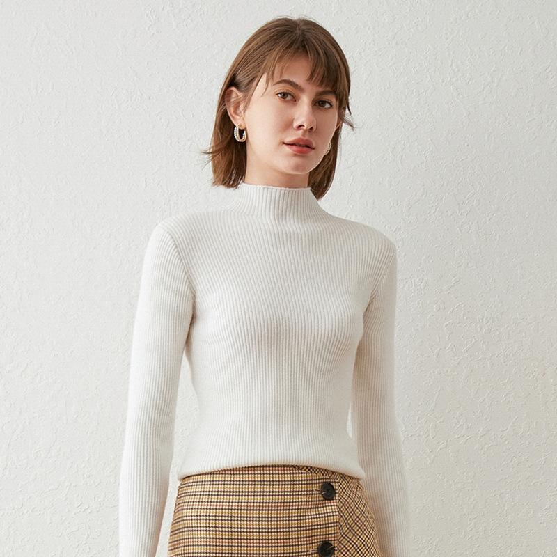 INDFS Женская мода Повседневный Осень Зима Однотонный Принт Длинный Рукав Полуводолазка Свитера