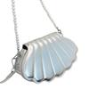 Womens Pearl Chain Handbag Purse Female Shell Shape Shoulder Bag Ladies PU Crossbody Messenger Bag for Party Prom Silver