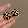 Fashion Bohemian Leopard Pattern Heart Stud Earring Mascot Ornaments For Women Valentine's Accessories Gift