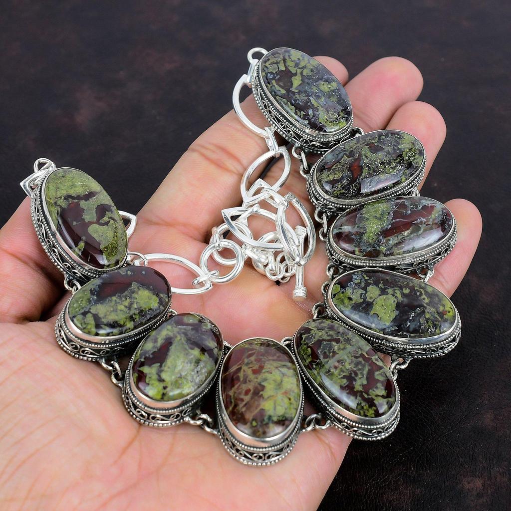 Ожерелье из драконьего кровавого камня, ожерелье из стерлингового серебра 925 пробы, регулируемое ожерелье из цепочки, винтажное ожерелье из драгоценных камней, подарок на помолвку, ювелирные изделия ручной работы