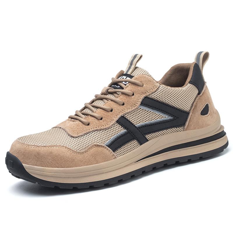 Мужские рабочие ботинки с мягкой подошвой, стальным подноском, защитой от ударов и проколов, износостойкой резиновой подошвой, дезодорирующие и дышащие, для строительной площадки