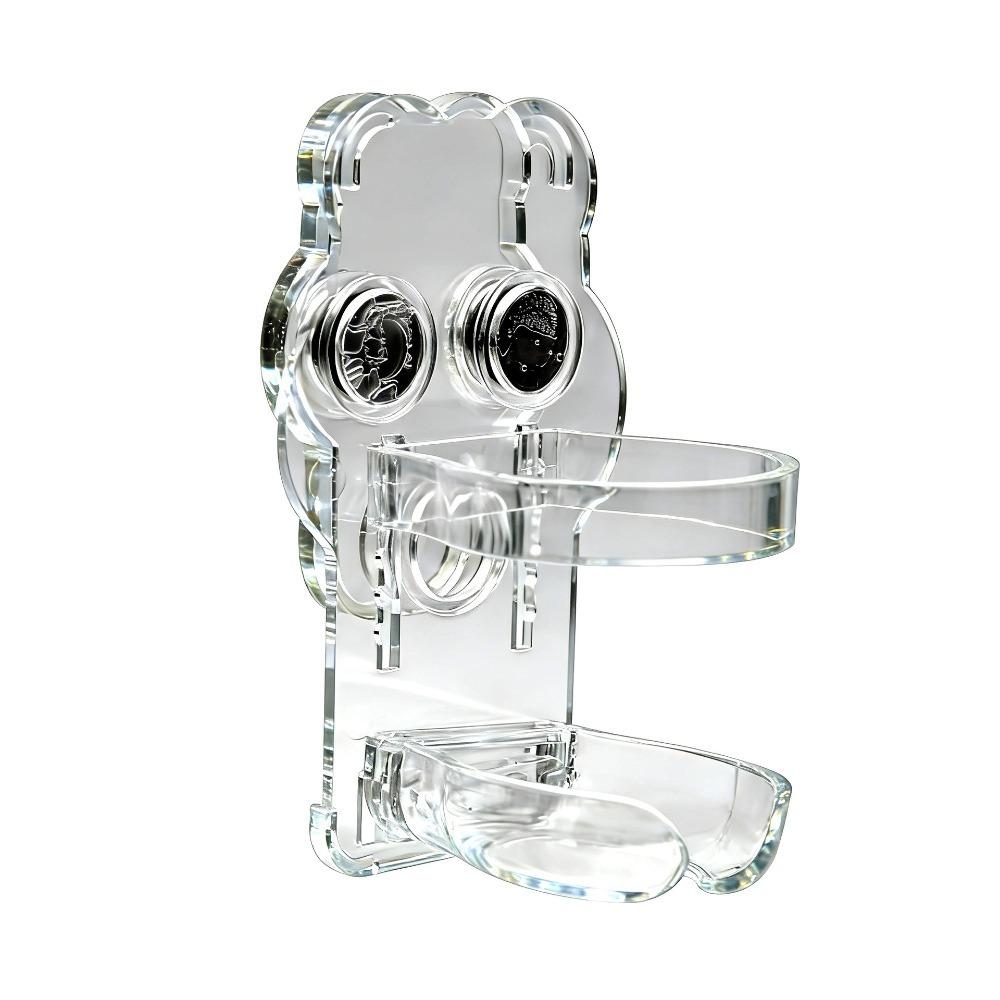 Transparent Hamster Water Bottle Holder Acrylic Sturdy Magnetic Base Holder Wall-mounted Without Bottle Small Pet Kettle Holder