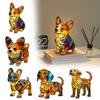 Corgi Lamp, Dachshund Lamp Stained Glass, Stained Resin French Tabletop Night Light, Cute Pet Dog Themed LED Table Lamp, Vintage Animal Night Light
