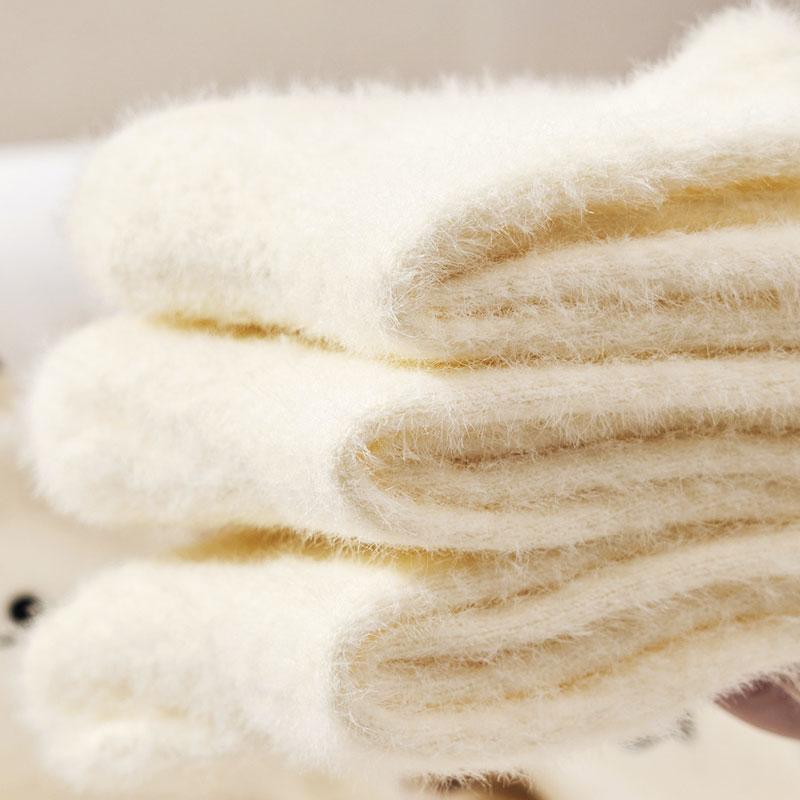 Women Funny Socks White Winter Warm Socks Smile Cute Kawaii Anime Floor Socks Lolita Y2k Thicken Fuzzy Socks