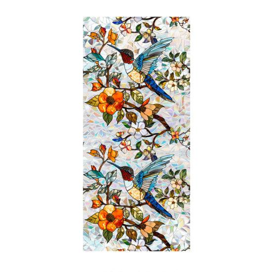 Flower Window Privacy Film Double-sided Stained Glass Rainbow Window Film Sun Blocking Static Covering Cling Sticker PVC Window Door Decorative