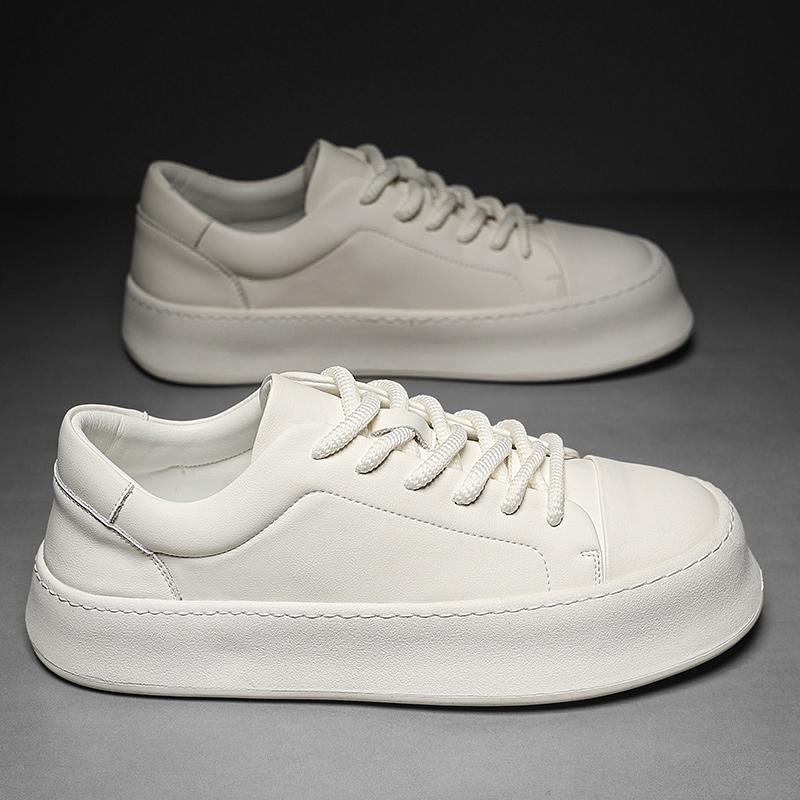 Мужские повседневные кожаные туфли для скейтборда, уличные нескользящие туфли на толстой подошве для ходьбы, легкие дизайнерские лоферы, минималистичные туфли на шнуровке