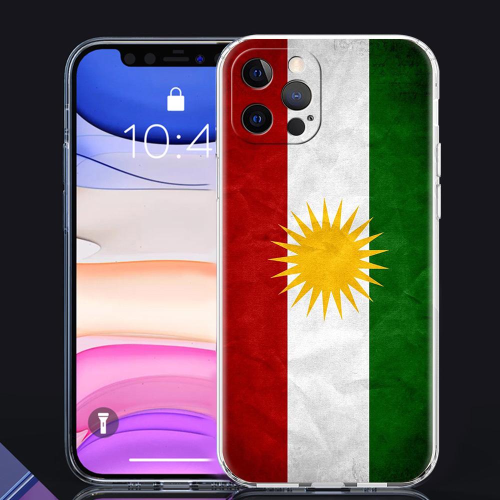 Kurdistan Flag Luxury Phone Case For iPhone 15 16 14 13 Pro 11 12 Max X XR XS 7 8 Plus SE Clear Silicone Cover Fundas Shell