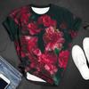 Летний топ с круглым вырезом и 3D-цветочным принтом, модные повседневные женские футболки с короткими рукавами