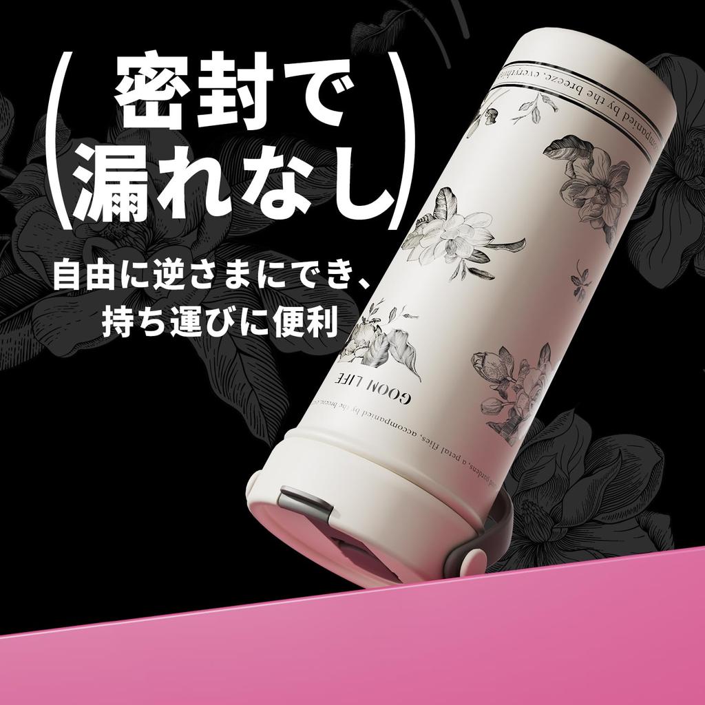 GOOM 600ml 316 Stainless Steel Water Bottle with Lid, Insulated Tumbler, Vacuum Insulated, Leak-Proof, Multi-Layered Construction, with Lid, Strap,