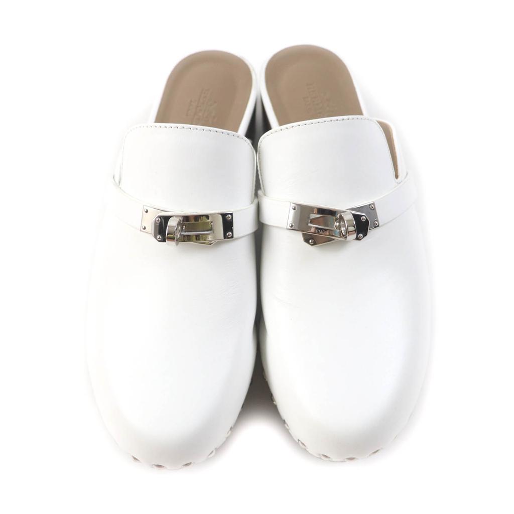 Great HERMES Mule Carlotta kelly buckle white leather Women 36 Used