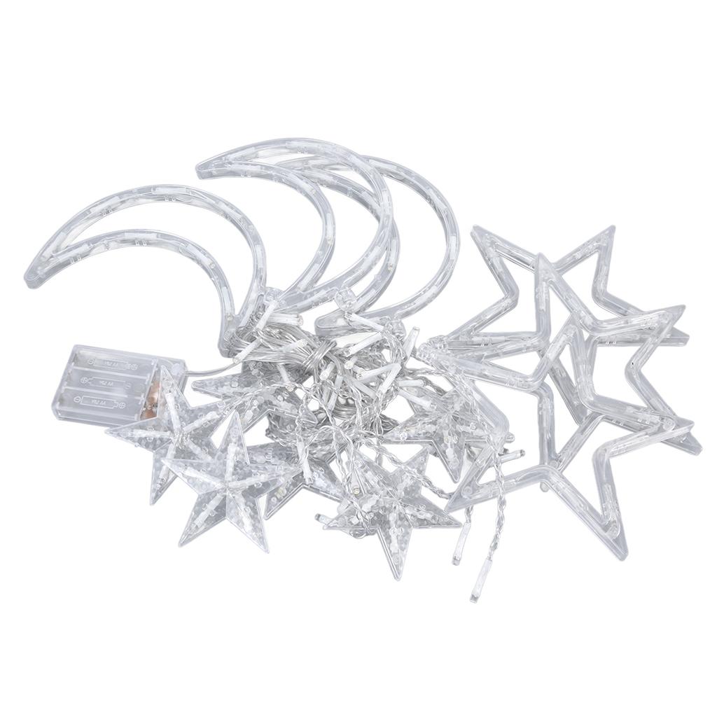 Гирлянда для занавеса «Звезда, Луна» Романтическая атмосфера Питание от батареек 126 светодиодных гирлянд для занавеса «Рамадан»