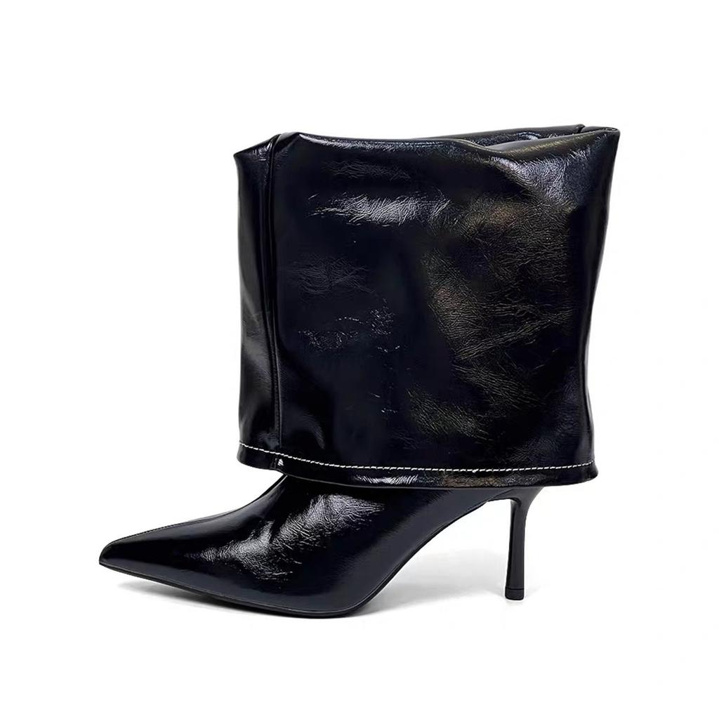 Французские ретро остроносые брюки-трубы для горячей девушки, ботинки 2025 новые темпераментные на высоком каблуке, нишевые высокие сапоги для женщин для уличного стиля