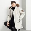 Новый мужской повседневный деловой пуховик со съемным большим меховым воротником, мужская толстая термокуртка