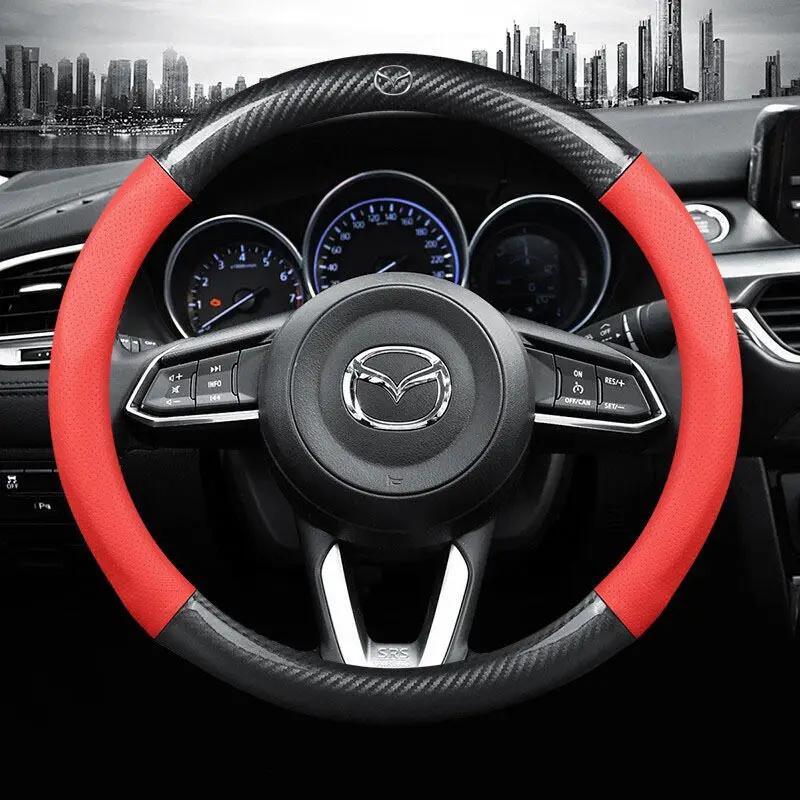 2025 Горячая карбоновая накладка на руль автомобиля Mazda Penutup Stereng Подходит для Mazda 2 3 5 6 8 CX3 CX5 CX8 CX30 MX5 Автомобильные аксессуары