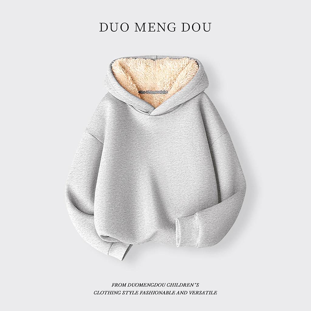 Толстовка с капюшоном из флиса для мальчиков и девочек, осенне-зимняя, средняя, детская, однотонная, теплая одежда, детский флисовый топ с капюшоном