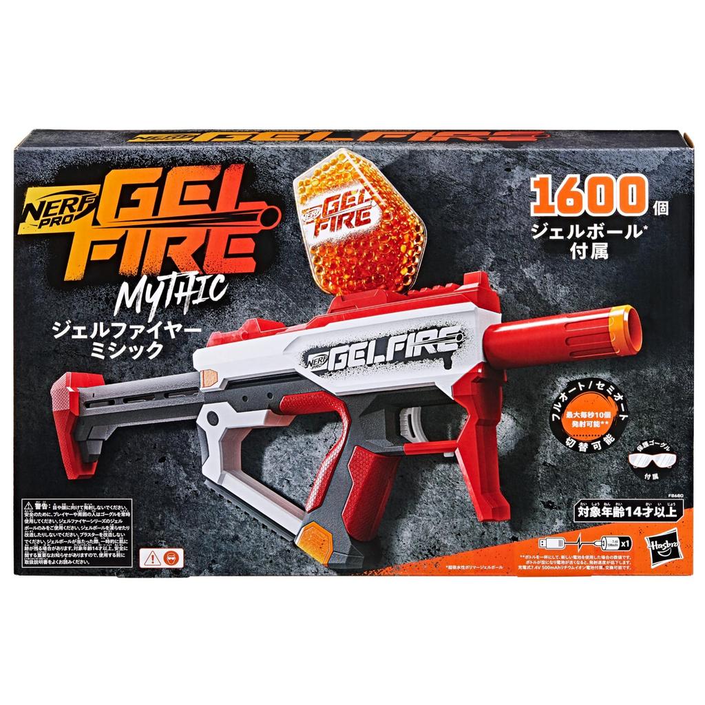 Hasbro Nerf PRO Gelfire GELFIRE Mythic Электрический Бластер 1600 Гель 800 Гелевых Шариков Перезаряжаемый Защитный Возраст 14 и Аутентичный & Шарики, Бутылка, Аккумулятор,