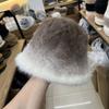Winter Dyed Rabbit Fur Bucket Hat Autumn and Winter Thickened Knitted Warm Fashionable Medela Style Casual Basin Hat