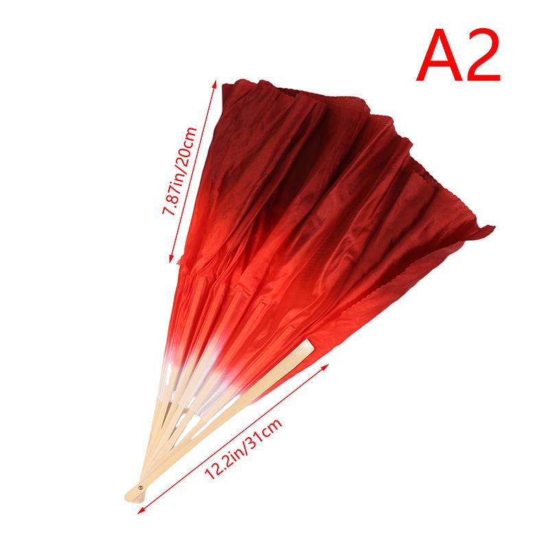 10-50Cm Length Adult Imitation Silk Dance Fan Double Sided Gradient Red Color Dancer Practice Dance Props Chinese Folk Dance Fan