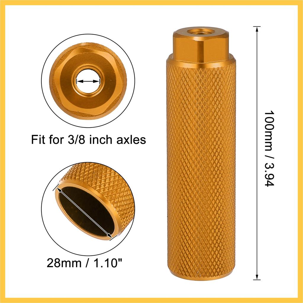BULLSPANN 2 пары 100x28 мм Универсальная ось из алюминиевого сплава Задняя подножка Черный и Золотистый тон для и MTB Пеги, 3/8 дюйма, Велосипеды, BMX,