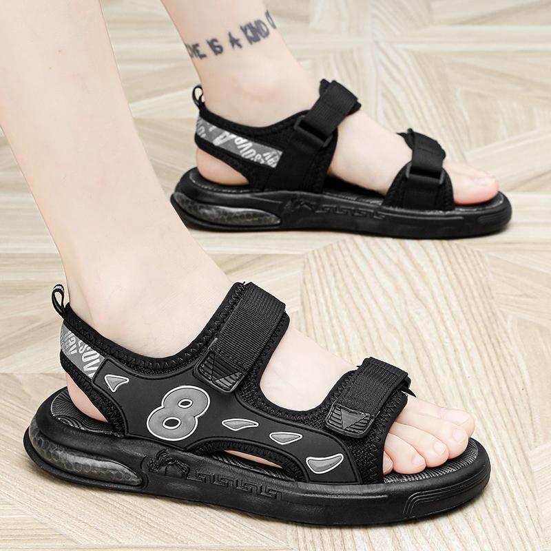 Fashion Student Non Slip Soft Bottom Beach Boys Sandals Men's Summer Sandals Leather Open Toe Sandal Walking Water Athletic