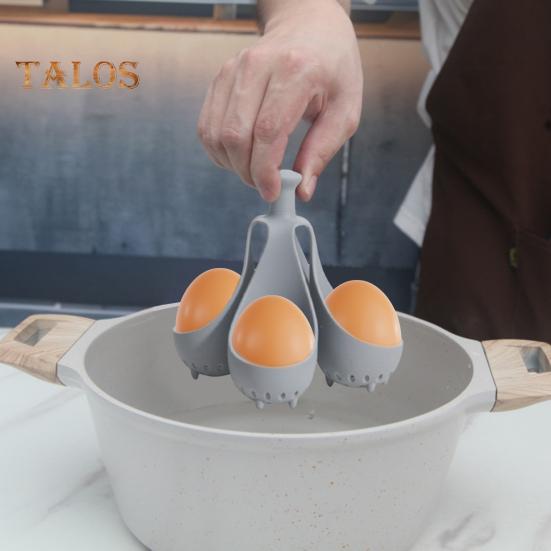 Силиконовый лоток для яиц с 4/6 отверстиями. Устойчивый к высоким температурам яйцеварка для быстрого приготовления. Ручка с защитой от ожогов. Легко очищаемый держатель для яиц.