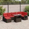 VidaXL Garden Lounge Set 8pcs with Brown Cushions Wicker Acacia, Outdoor Sofa Set, Garden Furniture 3326525