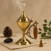 Brass Incense Burner with Wooden Handle