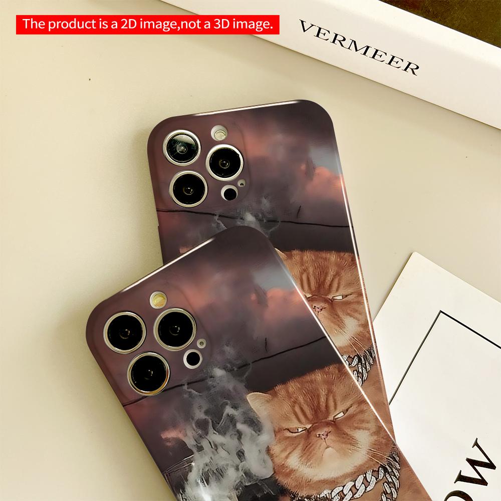 Sassy Cat with Glass and Smoke Art All inclusive film hard phone case, compatible with iPhone 18 Pro Max 17 16 15 14 13 12 11