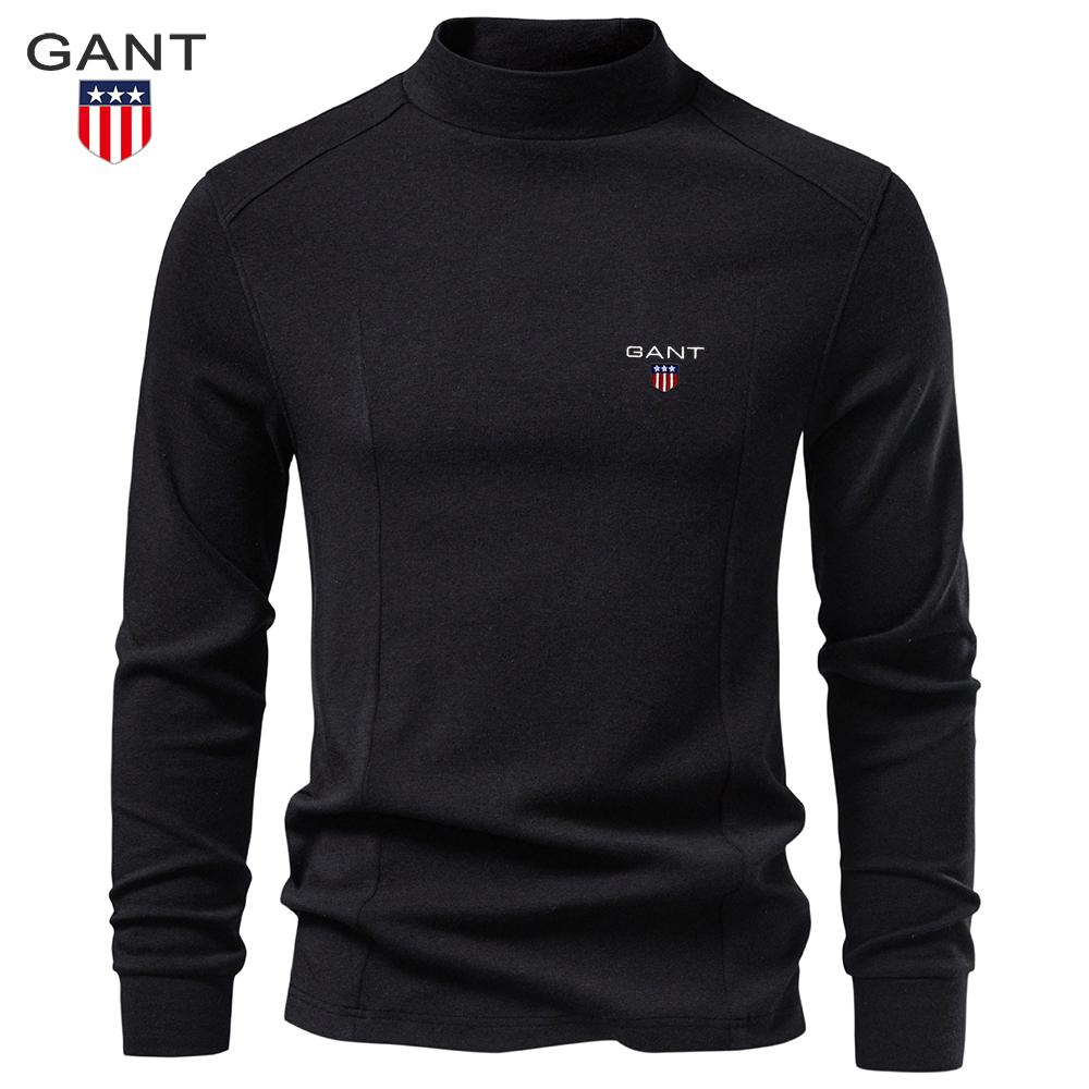 Gant 2026 Autumn and Winter Mid Neck Cashmere Warm and Warm Base T-shirt for Men Wearing Long Sleeved for Men